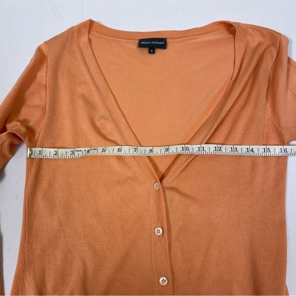 Marc O’Polo sweater silk Button Front Cardigan Ribbed Edge Size small orange - Picture 3 of 7